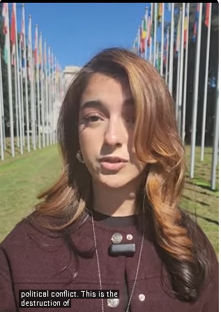 سارة جاف مسؤول لجنة سفراء الشباب توجه رسالة من الأمم المتحدة الي العالم لوقف الحروب